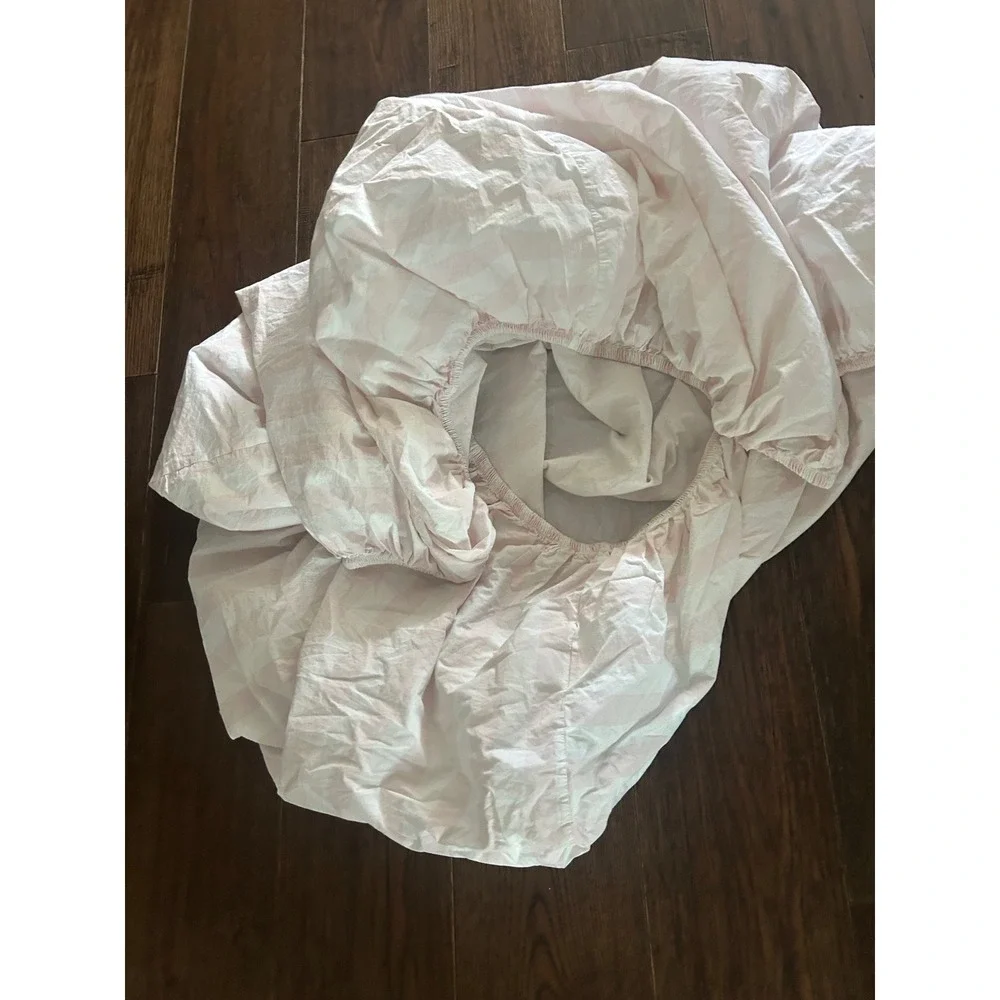 Simply Shabby Chic Pink White Striped Fitted Sheet 100% Cotton Cottagecore